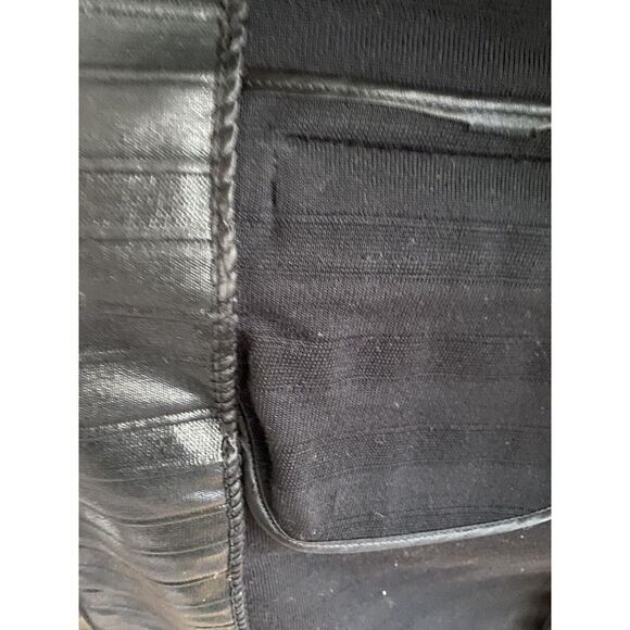 ESCADA Black Coat Size 6, Coated Wool Shiny Trumpet Sleeve Fall Winter Jacket 36 - Picture 4 of 12